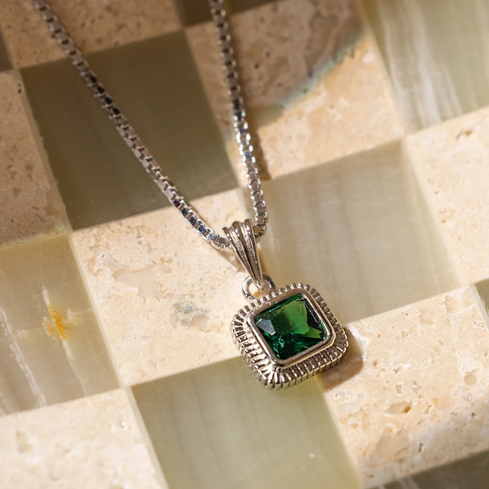 Vintage Emerald Pendant Necklace