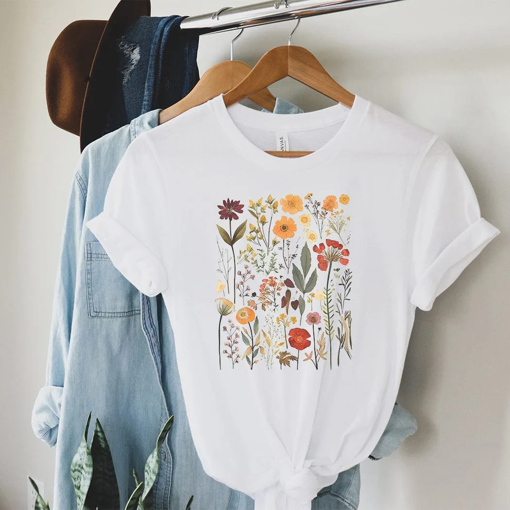 Vintage Pressed Flowers Floral Spring Graphic T-Shirt - SP423