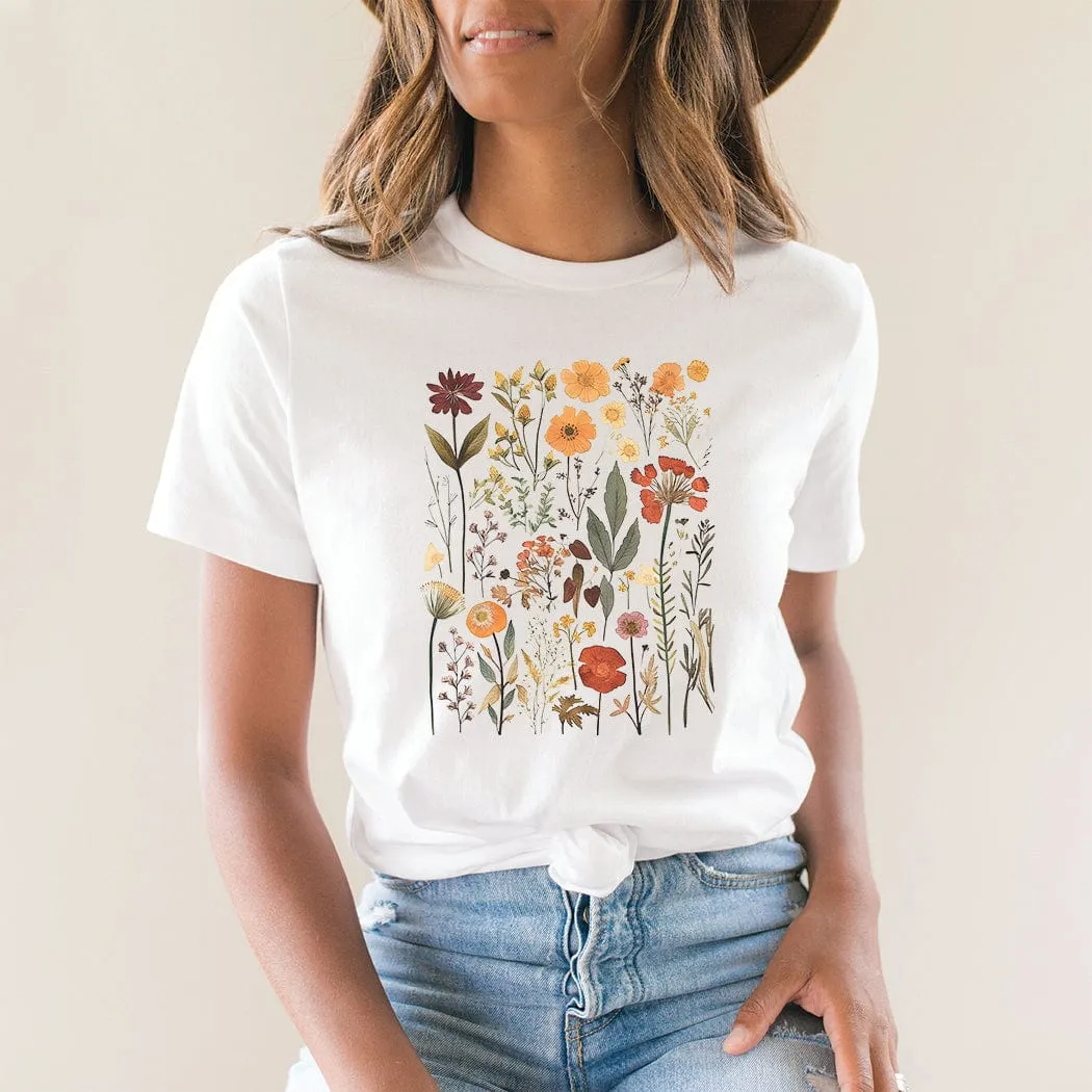 Vintage Pressed Flowers Floral Spring Graphic T-Shirt - SP423