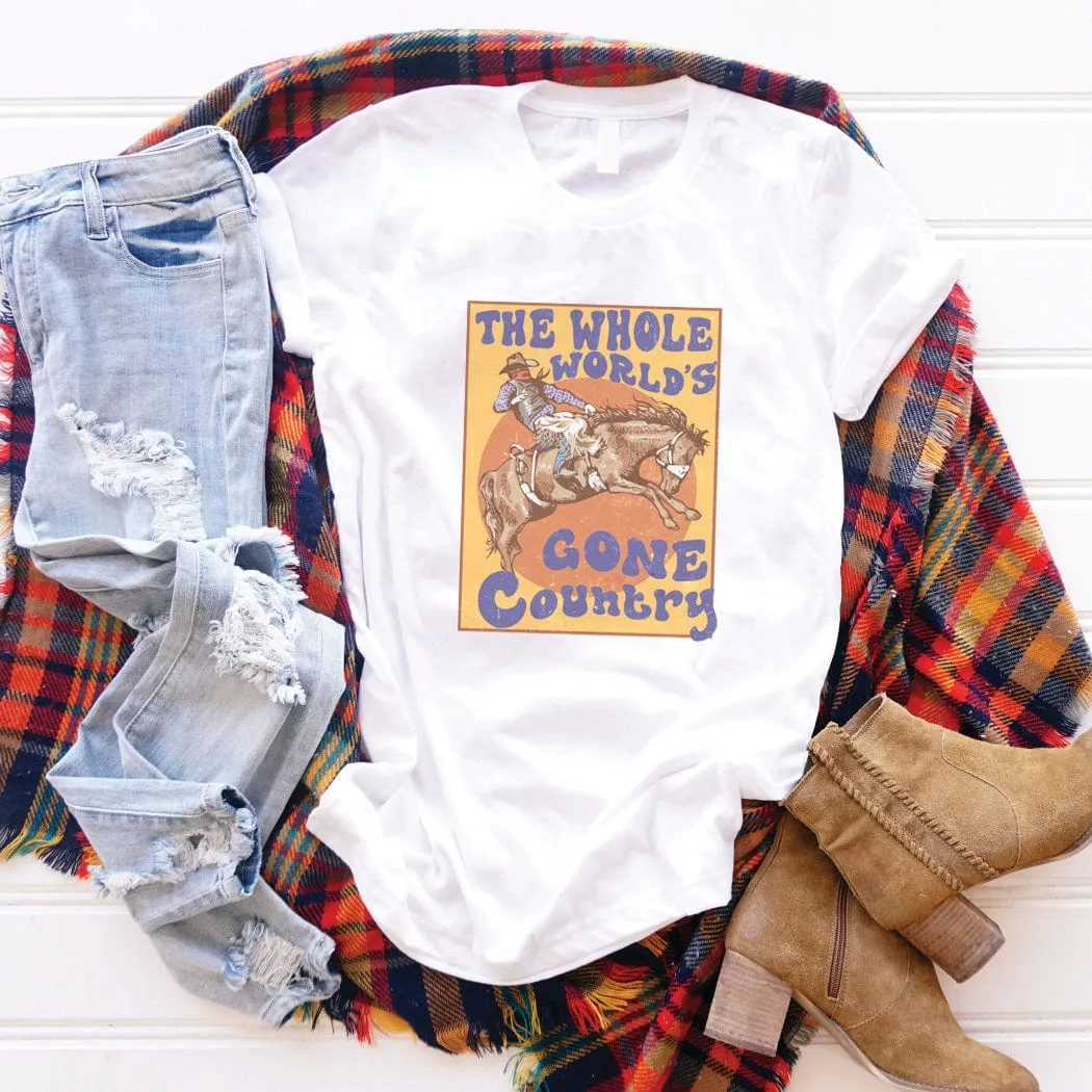 Whole Worlds Gone Country Graphic T-Shirt - WE197