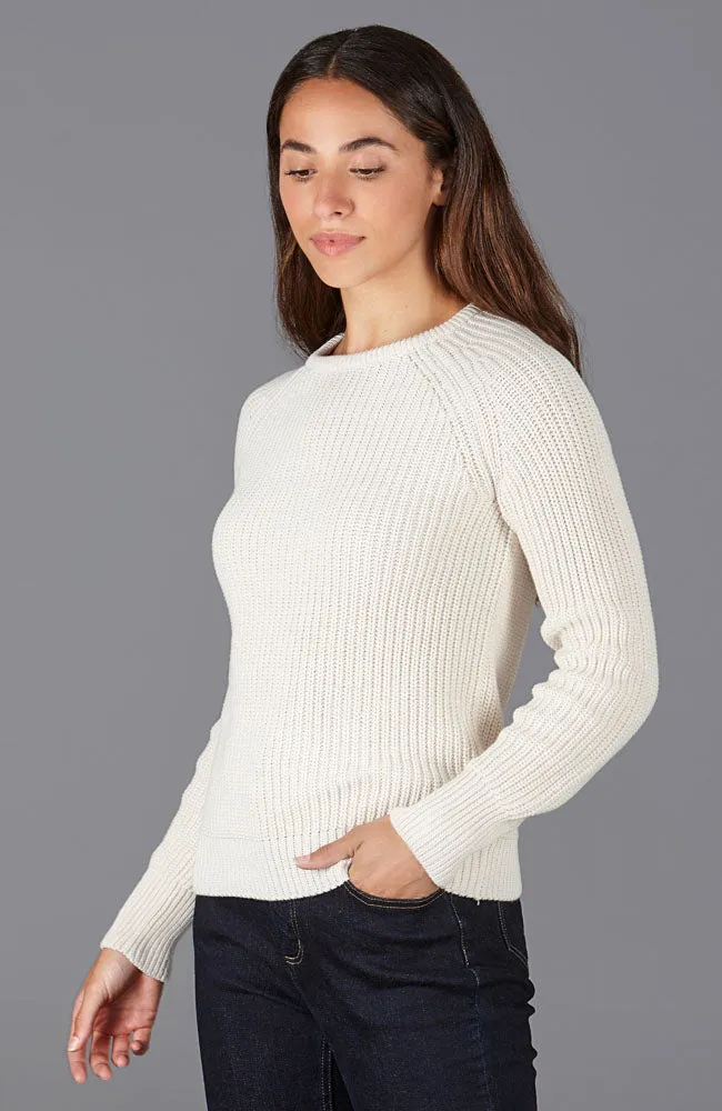 Womens 100% Cotton Heavyweight Fisherman Rib Jumper