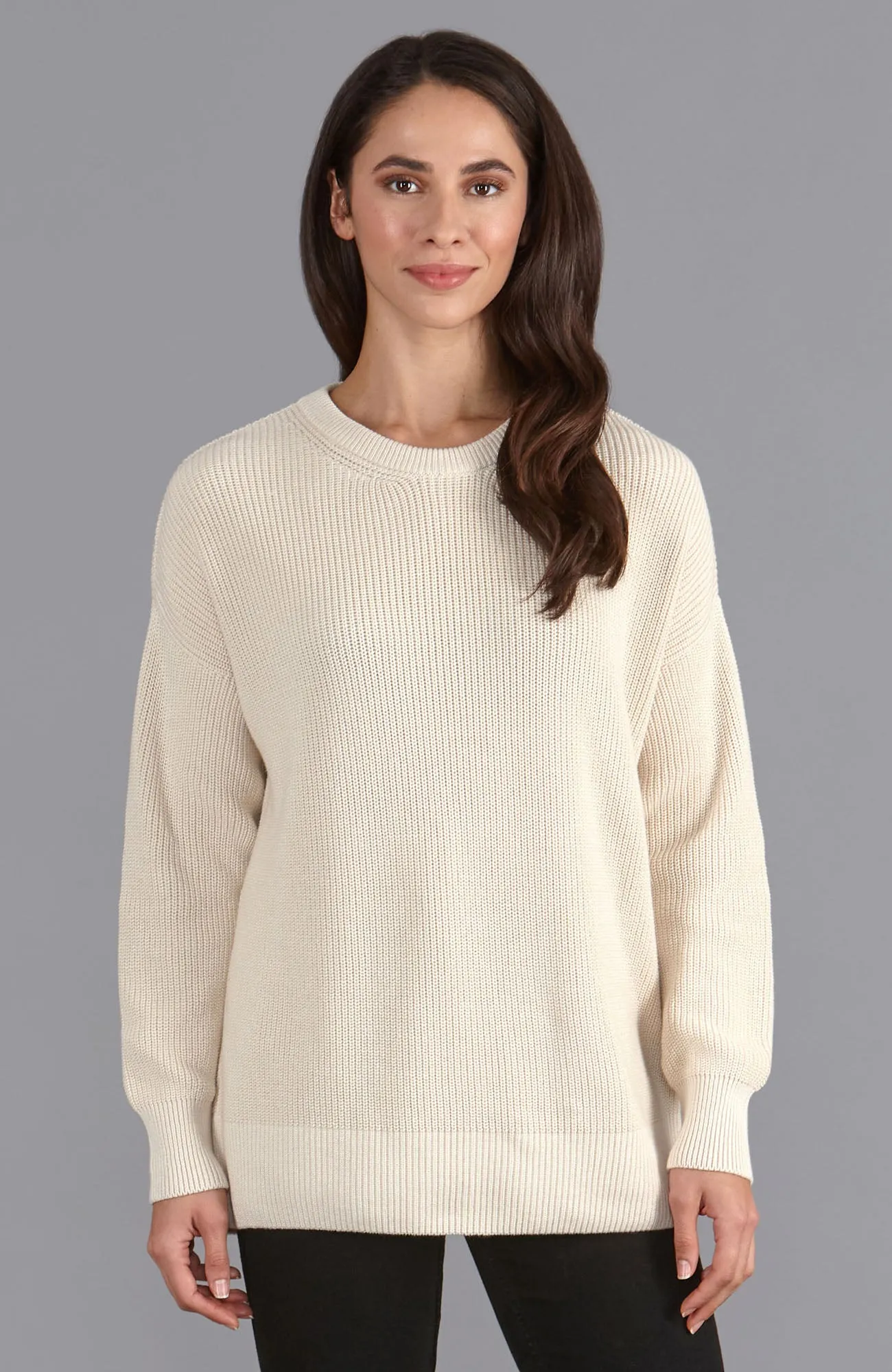 Womens Cotton Ribbed Crew Neck Jumper