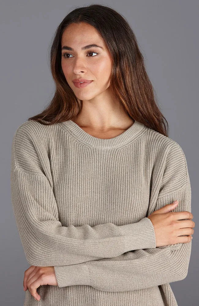 Womens Cotton Ribbed Crew Neck Jumper