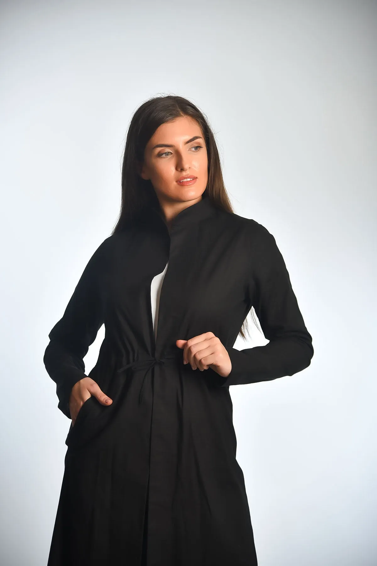 Women's Long Jacket Tied at the Waist