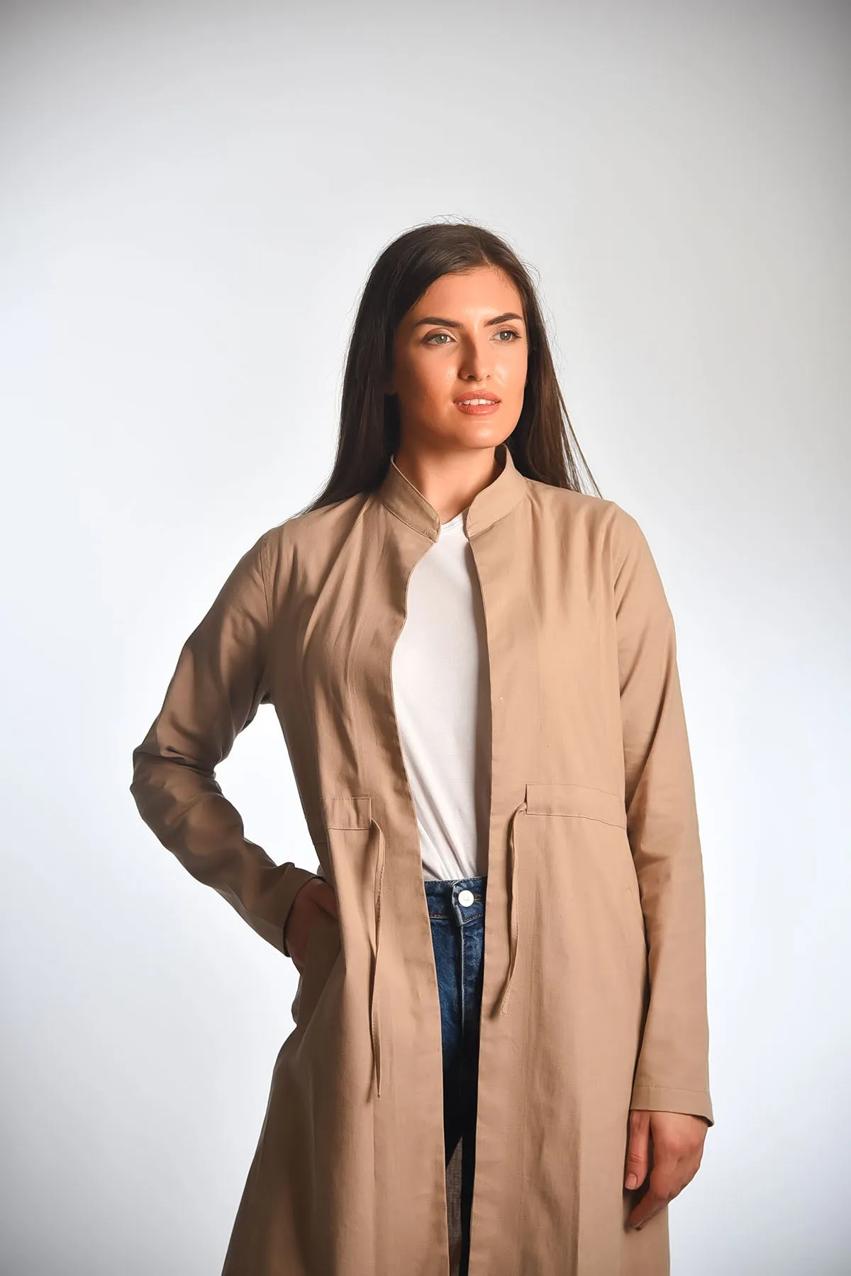 Women's Long Jacket Tied at the Waist