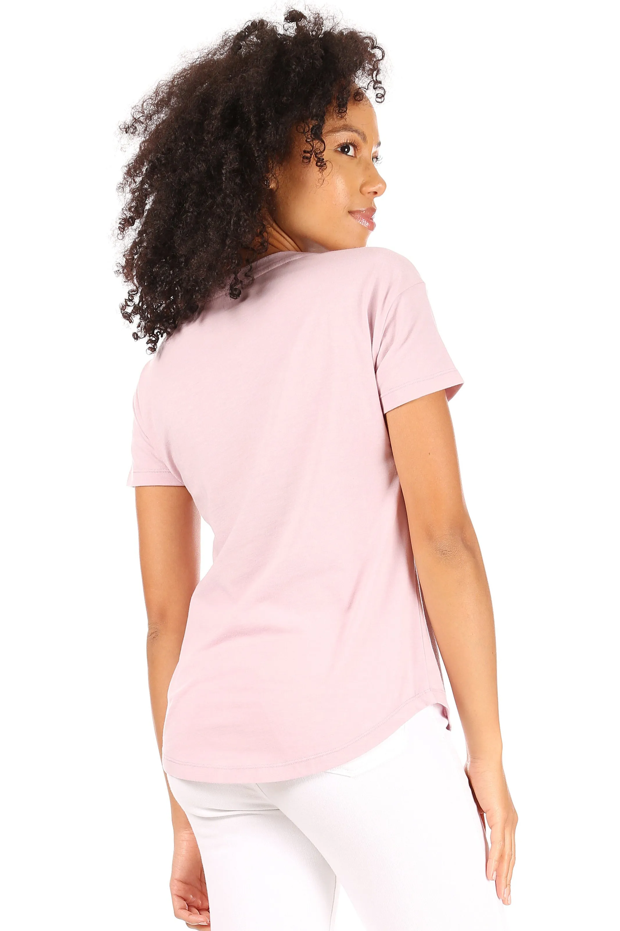 Women's "MOM LIFE" Short Sleeve Shirttail Hem T-Shirt